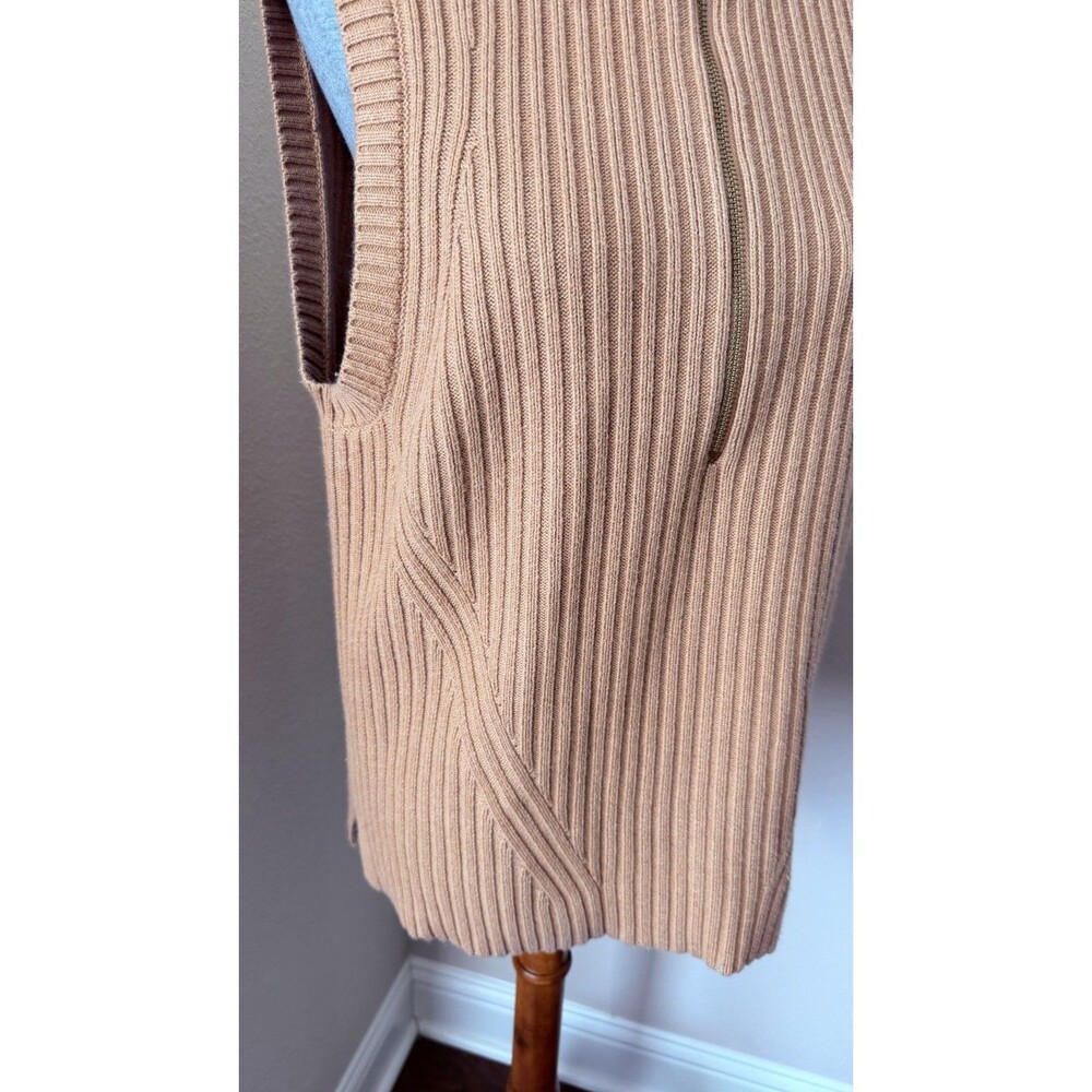 Talbots Women's Size XL Brown Mock Neck Ribbed Half-Zip Sweater Vest - Picture 2 of 6
